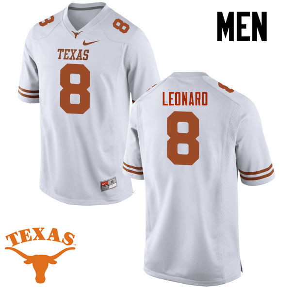 Men #8 Dorian Leonard Texas Longhorns College Football Jerseys-White